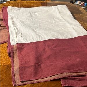 Demin Red Queen Sized Bed Ruffle -looks brand new